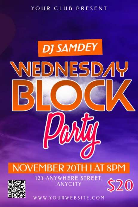 Blue Gradien Wednesday Block Party Poster Template | PosterMyWall
