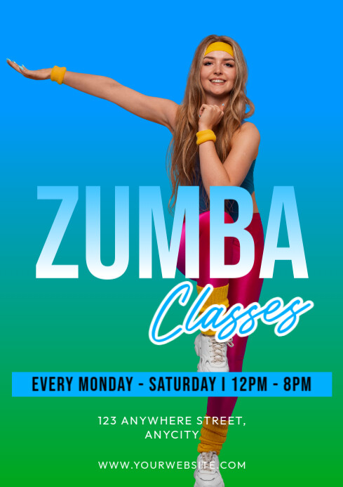Blue Gradien Zumba Classes A4 Template | PosterMyWall