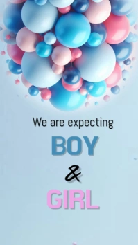 Blue Gradient Baby Announcement  Digital Display (9:16) template