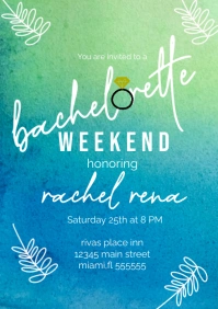 Blue Gradient Bachelorette Watercolor  A4 template