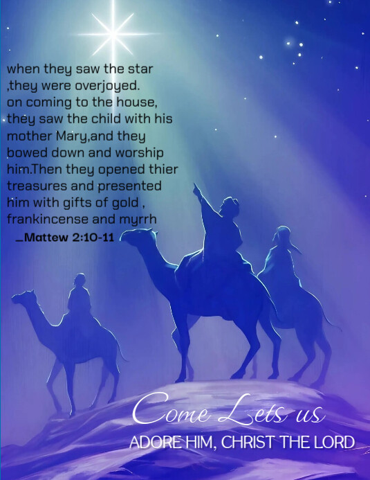 Plantilla de Blue Gradient Christmas Nativity Flyer (us Letter ...
