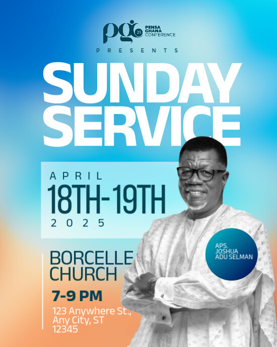 Blue Gradient Church Flyer  Instagram Portrait template