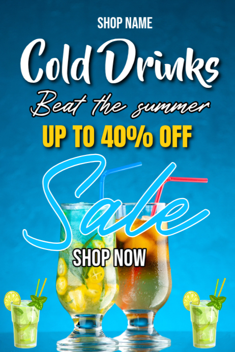 Blue Gradient Cold Drinks Sale Poster Template | PosterMyWall
