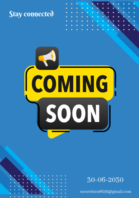 Launching Soon Notification Blue Gradient Coming Soon Notification A4 Template | PosterMyWall