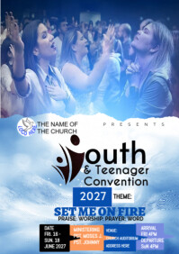 Blå Youth and Teenager Church Convention A2 Template