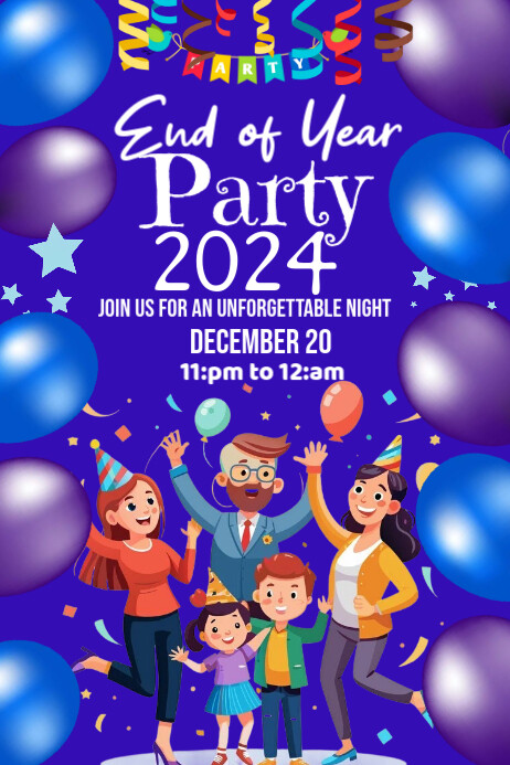 Blue Gradient End Of Year Party Graphics Poster template