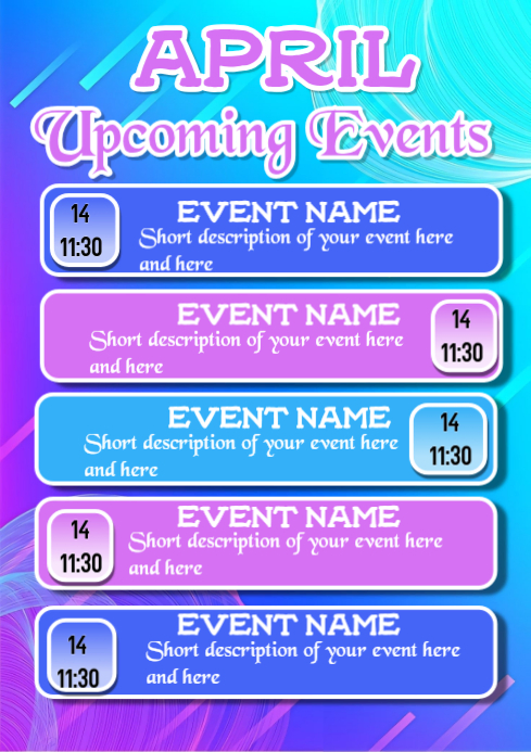 Blue Gradient Event Schedule A4 Template | PosterMyWall