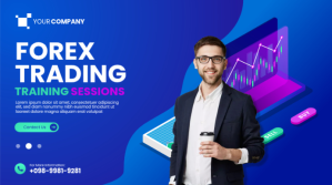 Blue Gradient Forex Trading Class Session Ads Flyer Digital Display (16:9) template