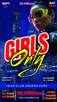 Blue Gradient Girls Only Digital Display (9:1 template