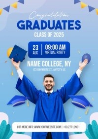Blue Gradient Graduation Celebration Event Poster A4 template