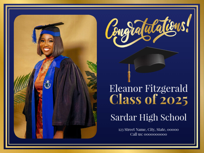 Blue Gradient Graduation Yard Sign Template PosterMyWall