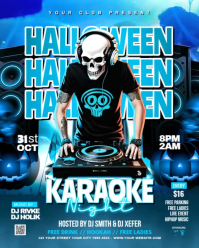 Blue Gradient Halloween Karaoke And Ladies Night Instagram Portrait template