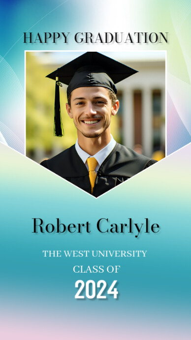 Blue Gradient Happy Graduation Card Template Instagram Story | PosterMyWall