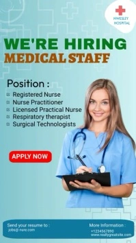 Blue Gradient Hiring Medical Staff Instagram template