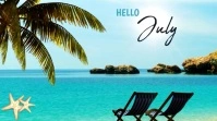 Blue Gradient July Digital Display (16:9) template