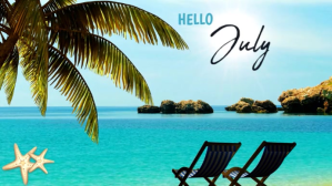 Blue Gradient July Digital Display (16:9) template