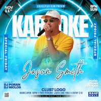 Blue Gradient Karaoke Dj Night Party Editable Template Instagram Post