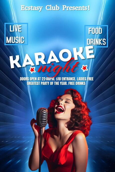 Blue Gradient Karaoke Night Club Party  Poste Poster template