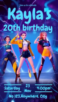 蓝色 Birthday Celebration Digitalt display Template