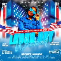 Blue Gradient Labor Day Party Custom Template Instagram Post