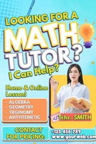 Blue Gradient Looking For Math Tutor Poster template