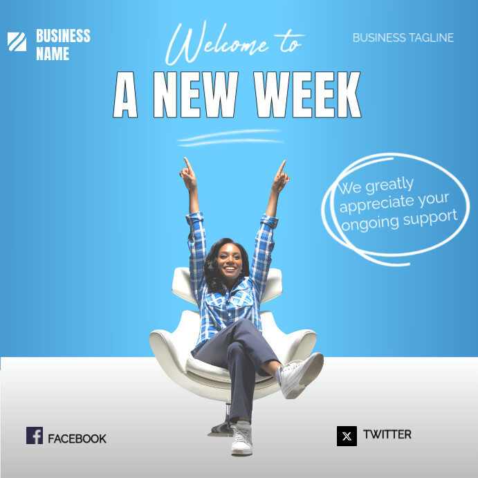 Blue gradient modern welcome to a new week te Template | PosterMyWall