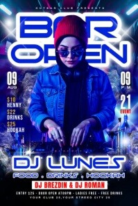 Blue Gradient Night Club Dj Party Flyer Poster Póster template