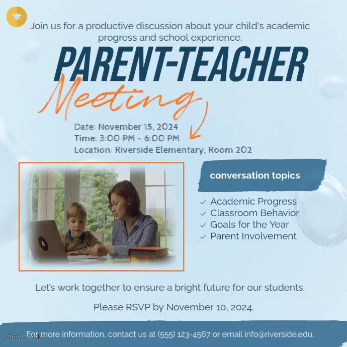 Session Invite Post Plantilla de Blue Gradient Parent-teacher Meeting Invite Instagram Post ...