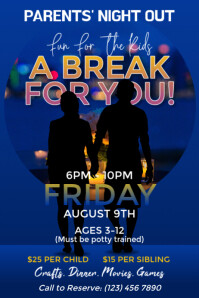 Blue Gradient Parents Night Out Poster Template