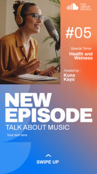 สีน้ำเงิน Podcast Promotion Instagram Story Template