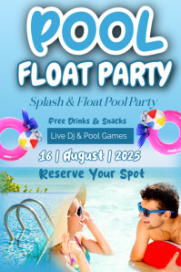 Blue Gradient Pool Float Party Poster template