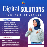 Blue gradient Professional Digital marketing solutions Instagram Post template