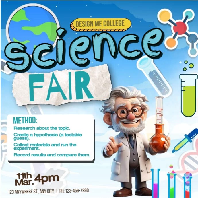 Blue Gradient Science Fair Instagram Post Template | PosterMyWall