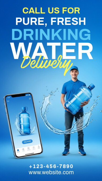 Blue Gradient  Water Delivery Instagram Story Instagram-verhaal template