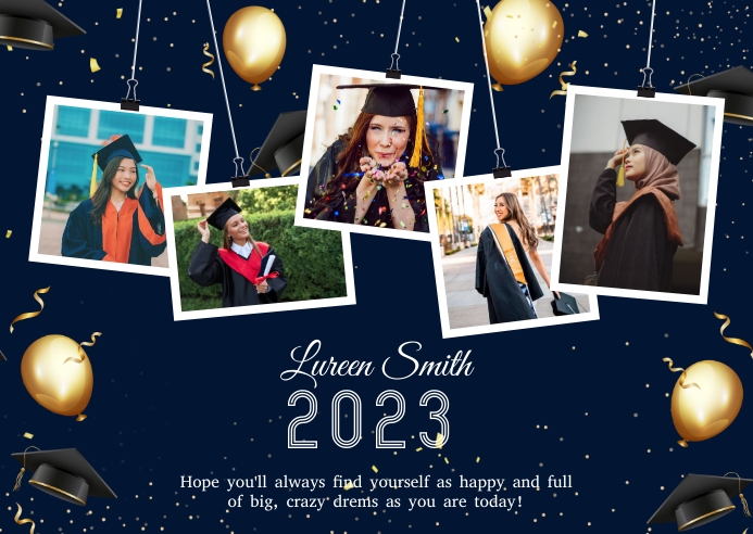 Blue Graduation Announcement Card Template | PosterMyWall