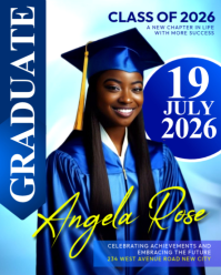 Blue Graduation Announcement Grad Party Invitation Celebration Invites Graduate Magazine Cover Templ Instagram Portrait template