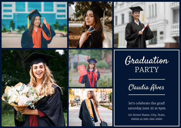 Blue Graduation Party Invitation Template | PosterMyWall