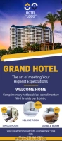 Blue grand hotel rack card template