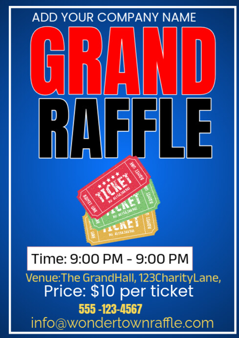 Blue Grand Raffle A3 Template | PosterMyWall