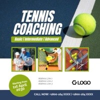 Blue Green Collage Tennis Coaching Promo Facebook Instagram Post Instagram-opslag template