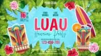 Blue Green Floral Luau Party Digital Display template