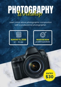 Blue Grunge Photography Workshop A4 template