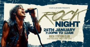 Blue Grunge Rock Night Facebook Event Cover template