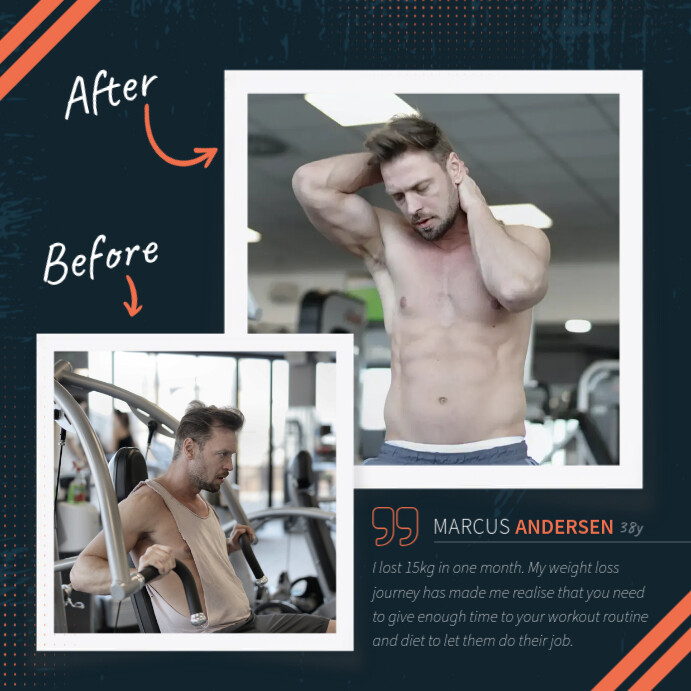 Blue Gym Before/After Instagram Image Template PosterMyWall