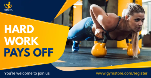 Blue Gym Opening Facebook Shop Cover template
