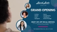 Blue Hair Salon Grand Opening Banner Facebook Cover Video (16:9) template
