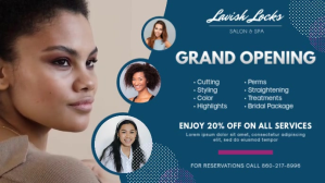 Turquoise Salon Grand Opening Facebook Cover Video Template
