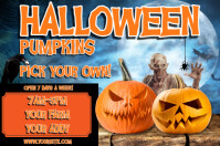 Blue  Halloween Pumpkins Sale Ad Poster template
