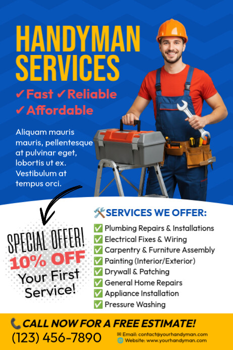Blue Handyman Poster Template PosterMyWall blue-handyman-poster-template-postermywall