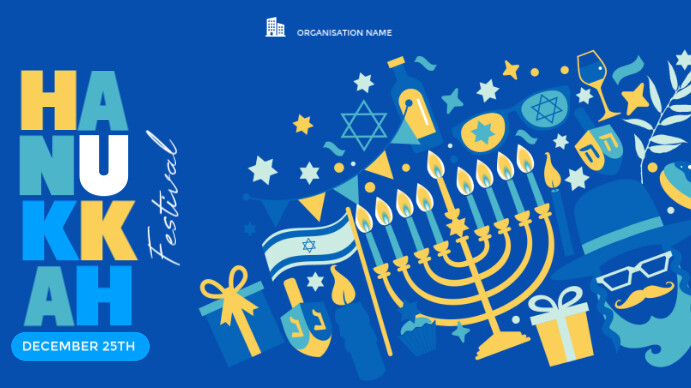 Blue Hannukkah Wishes Presentation (16:9) template
